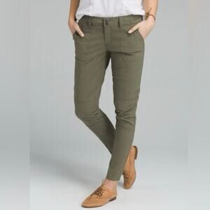 Prana Essex Pant Cargo Green Sz 14 Women’s Hiking Camp Organic Cotton Canvas